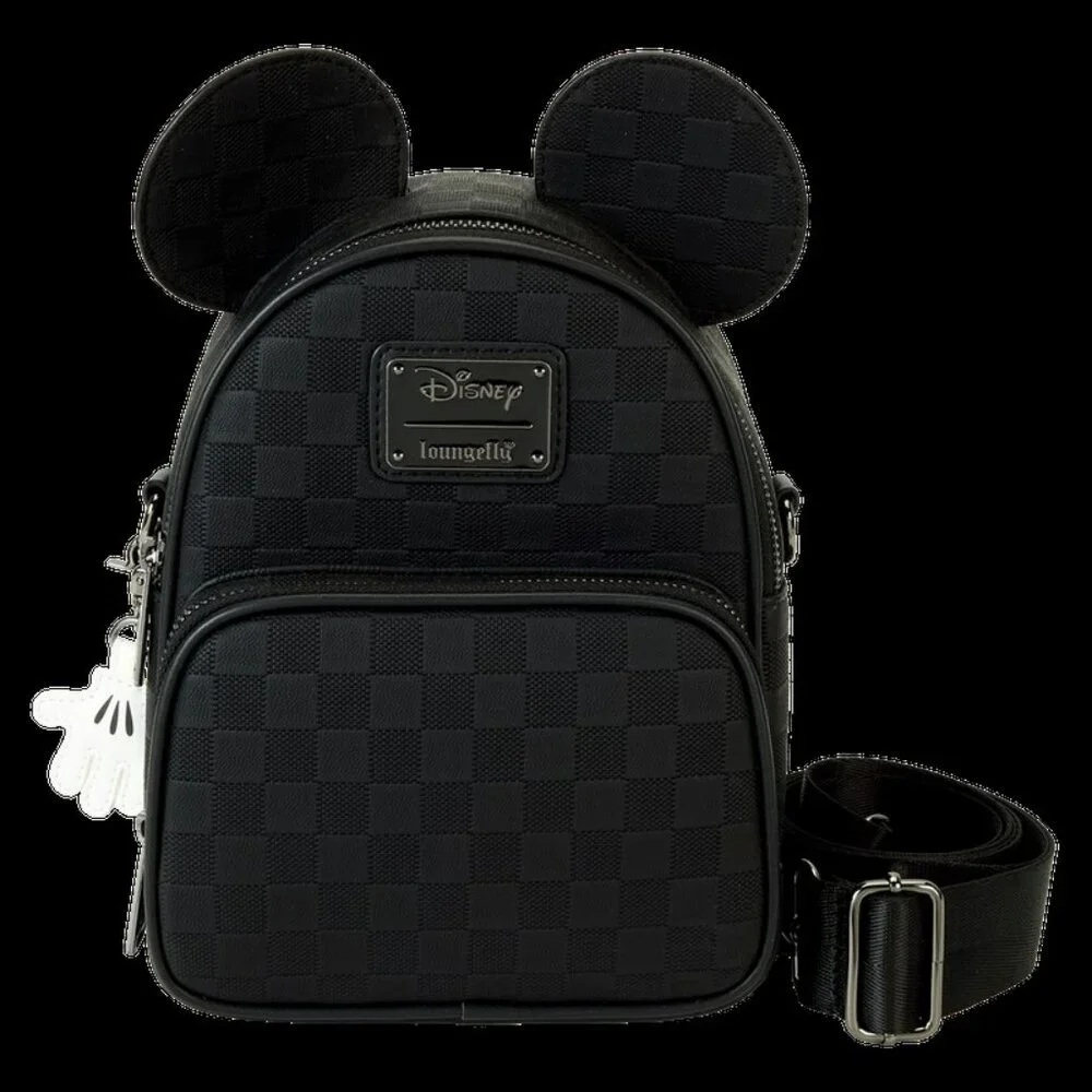 Mickey Mouse Checkered Texture Convertible Mini Backpack & Crossbody Bag NWT​